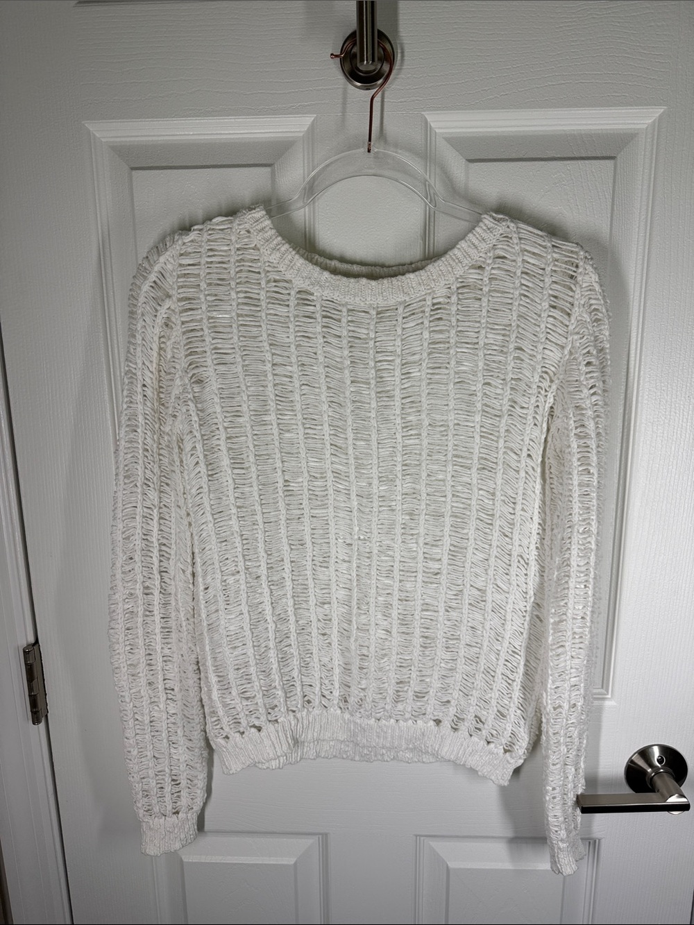 Yaya loose knit white cotton sweater size small